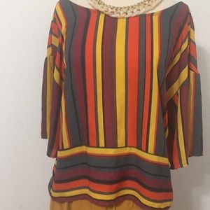 ⭐️W5 Stripe Colorful 3/4 Sleeves Blouse⭐️
